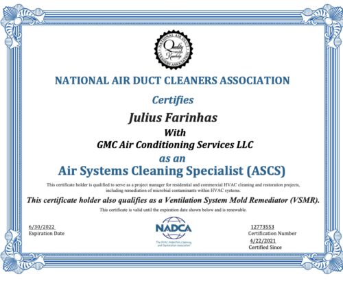 National Air Duct Cleaners Association Certifies